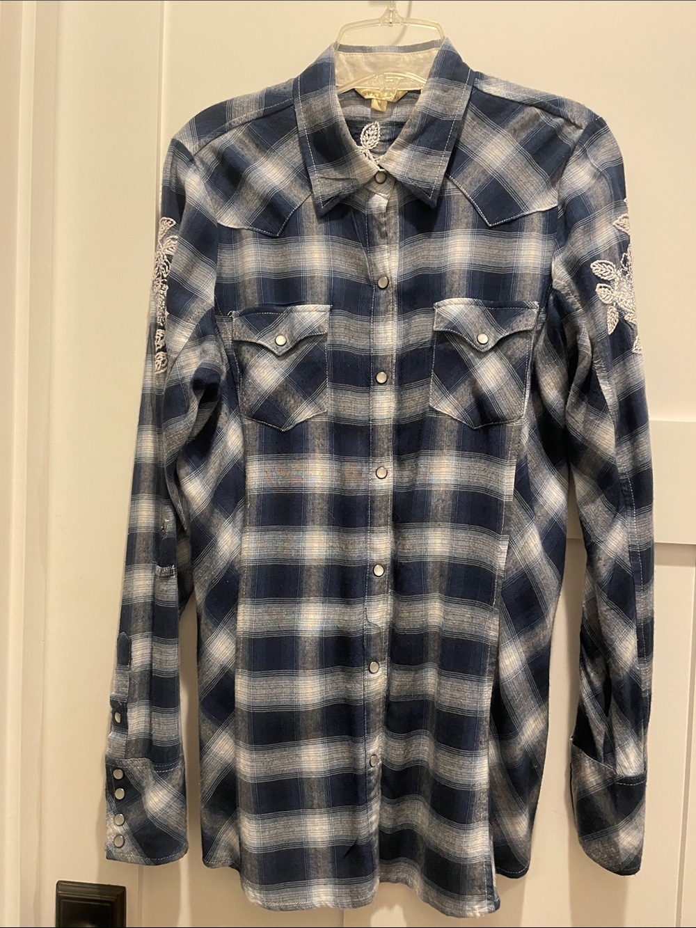 Stetson Blue and White Plaid Western Shirt
